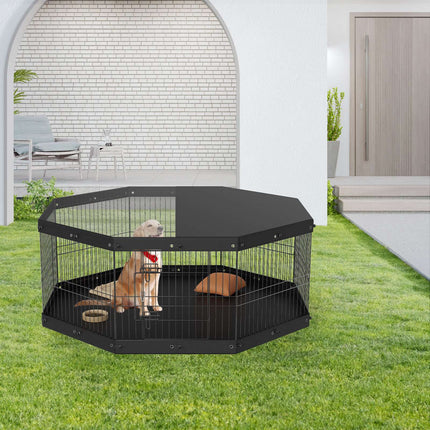 Dog Playpen, 8-Panel Foldable Metal Pen, Cover, Mat