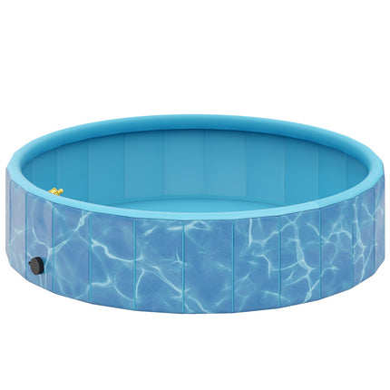 Piscină pliabilă pentru câini cu design de fântână și pernă de apă Ø120 x 30 cm Albastru