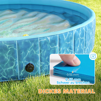 Piscină pliabilă pentru câini cu design de fântână și pernă de apă Ø120 x 30 cm Albastru