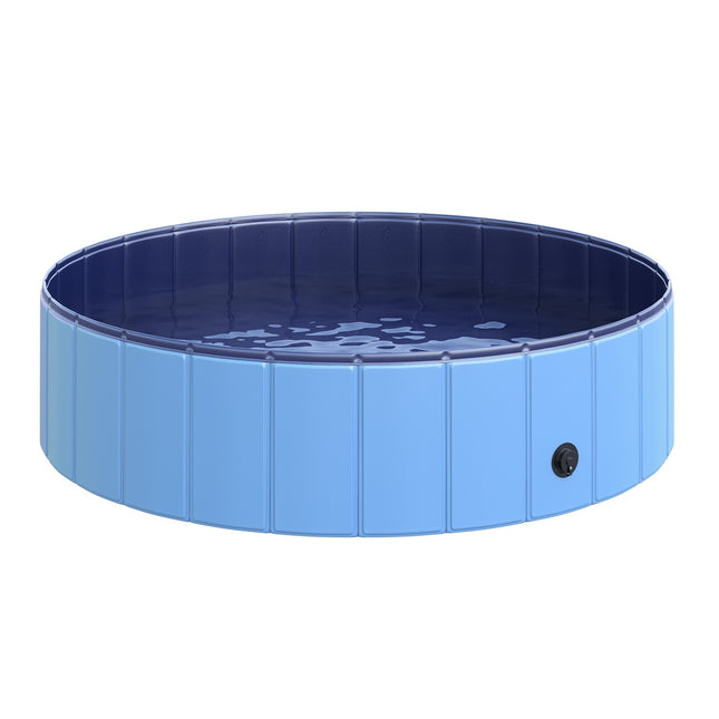 Piscina pentru caini Piscina mare pentru caini, piscina din PVC + lemn, albastru, Ø120Xh30 Cm, Racoritoare Vara