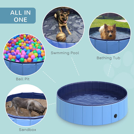 Piscina pentru caini Piscina mare pentru caini, piscina din PVC + lemn, albastru, Ø120Xh30 Cm, Racoritoare Vara
