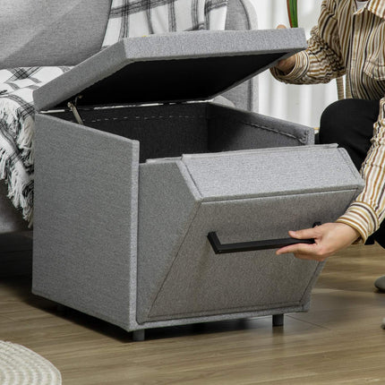 Pet Stairs and Storage - 4 Step Polyester, Light Grey