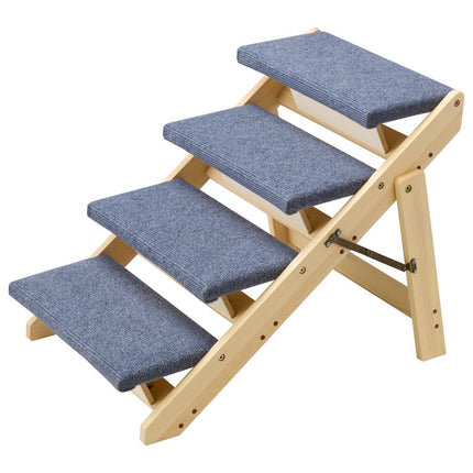 Dog Stairs, 4-Step Foldable Pine Wood, 150 lb Capacity