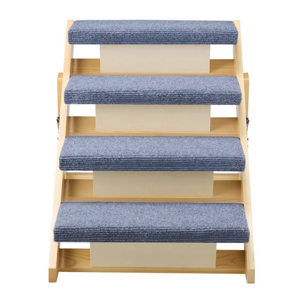 Dog Stairs, 4-Step Foldable Pine Wood, 150 lb Capacity