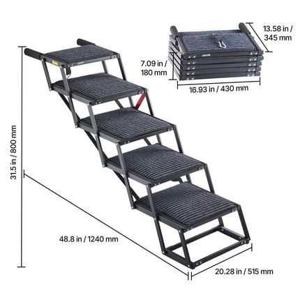 Dog Stairs For Car, 5-Step Foldable Non-Slip, 200 lb