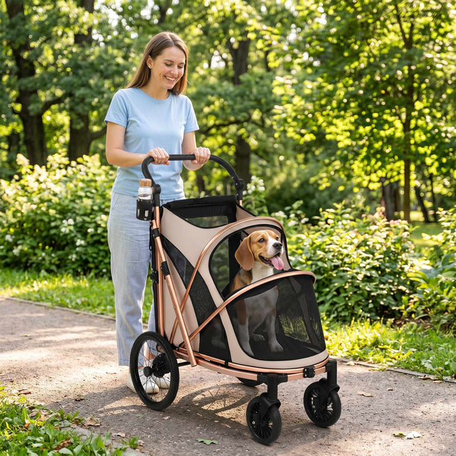 Cărucior pentru câini, pliabil, roți pivotante la 360 de grade, până la 20 kg