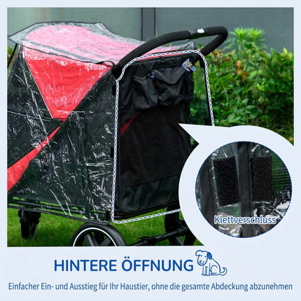 Dog Stroller Rain Cover with Rear Opening, Foldable, Transparent