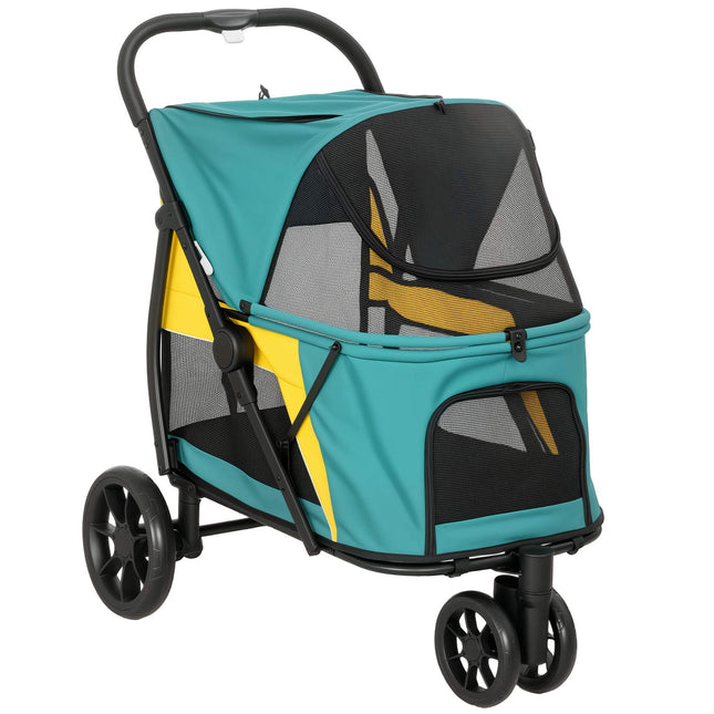 Cărucior pentru câini cu roți all-terrain, pliabil, capacitate 20 kg