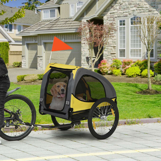Collapsible dog bike trailer with mesh window and reflectors