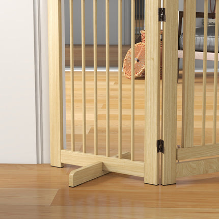 Folding wooden dog gate, 204x75 cm, freestanding safety barrier