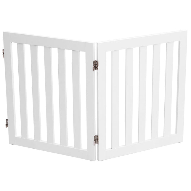 Bariera pentru caini 60cm inaltime poarta de protectie din lemn pliabila 2 panouri alb