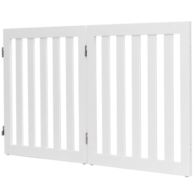 Bariera pentru caini 60cm inaltime poarta de protectie din lemn pliabila 2 panouri alb
