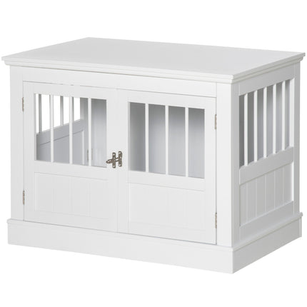 Dog cage, furniture with 3 doors, dog house, dog box for home, 78 x 53 x 59.3 cm, white