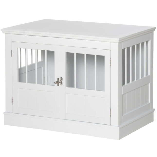 Cusca pentru caini, mobila cu 3 usi, casuta pentru caini, cutie pentru caini pentru casa, 78 x 53 x 59,3 cm, alb