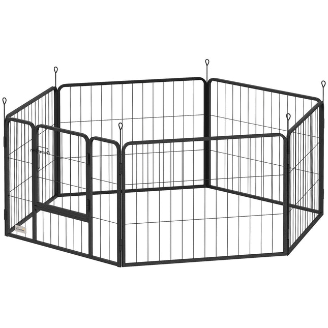 Gard pentru câini, adăpost pentru animale de companie, 6 panouri, oțel, pliabil, gri