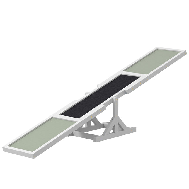 Balanțul pentru câini, balansoar pentru câini din lemn, rampă antiderapantă pentru câini sub 30 kg, pentru echilibru, 180 x 30 x 30 cm alb