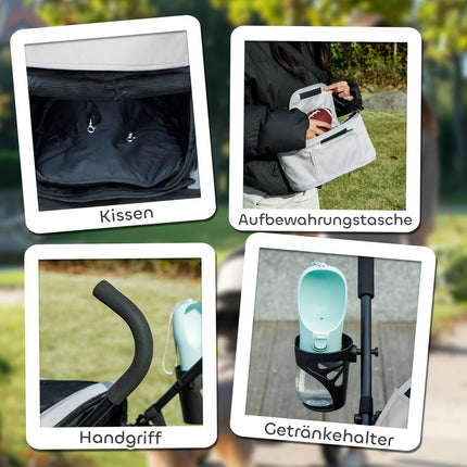 Collapsible pet carriage with mesh window and storage
