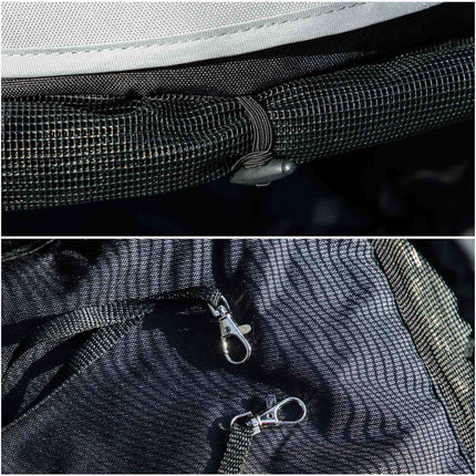 Collapsible pet carriage with mesh window and storage