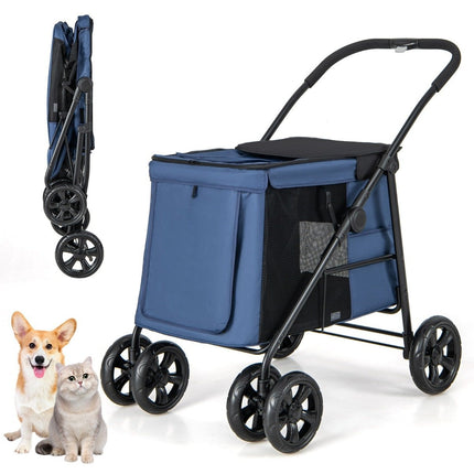 Cărucior pentru câini cărucior pentru câini pliabil până la 40 kg cărucior pentru câini cu pernă 106 x 63 x 103 cm albastru