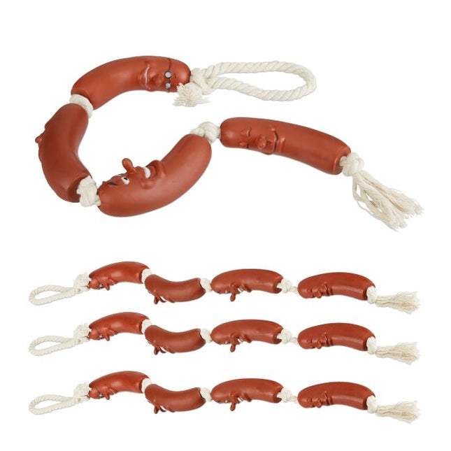Set de 4 lanțuri de cârnați de jucărie pentru câini