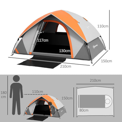 Waterproof dome tent for 2 people, light and stable