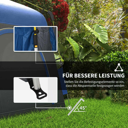 Cort dom pentru 4 persoane, ușor, stabil, rezistent la apă, UV 50+, cort de camping pop-up cu cârlig, ușă, fereastră, foișor, cort de familie cu coloană de apă de 1000 mm, cort pentru camping, călătorie, trekking, grădină