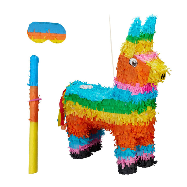 Set piñata măgar cu bâtă și mască pentru petreceri