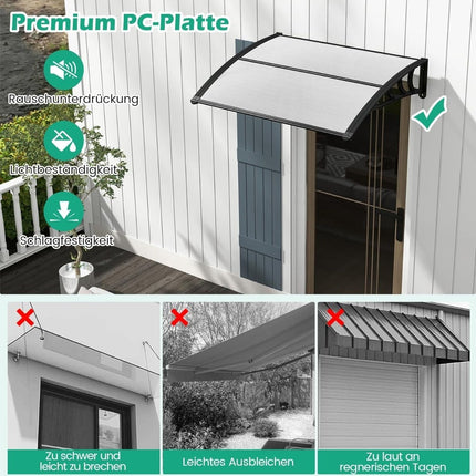 Copertină de ușă, 102 x 99 cm, policarbonat și aluminiu