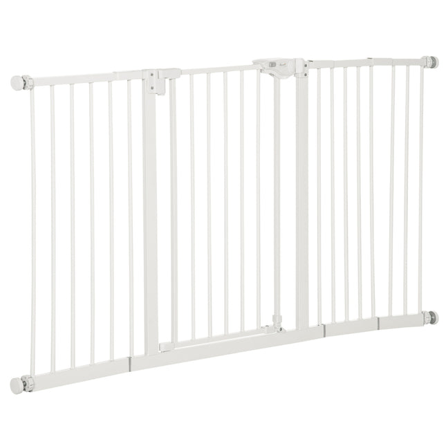 Adjustable Metal Pet Gate - White, No Drill, 3 Extensions
