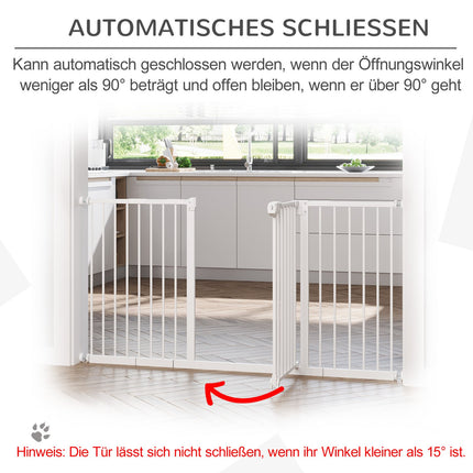 Adjustable Metal Pet Gate - White, No Drill, 3 Extensions