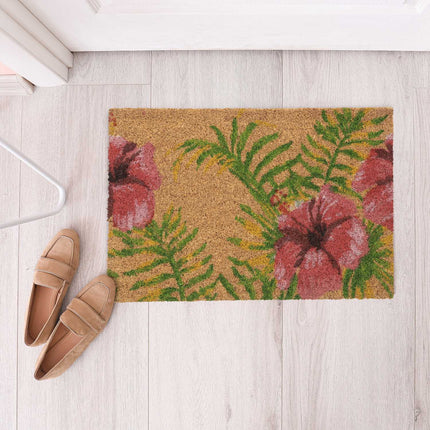 Covoraș din fibră de cocos cu motiv tropical