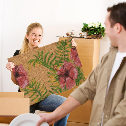 Covoraș din fibră de cocos cu motiv tropical