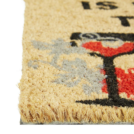 Door mat coconut fiber with wine motif