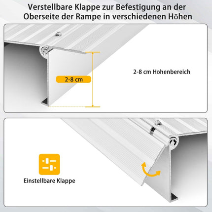 Rampă prag de uşă Rampă de intrare înălţime de 8,5 cm cu cadru de aluminiu reglabil rampă de acces antiderapante