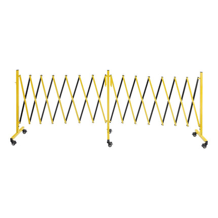 Double Expandable Safety Barricade, 25 ft, Locking Casters