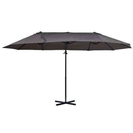Umbrelă de soare dublă în consolă cu manivela Umbrelă de grădină reglabilă cu protecție solară metal gri închis 440 X 270 X 250 Cm