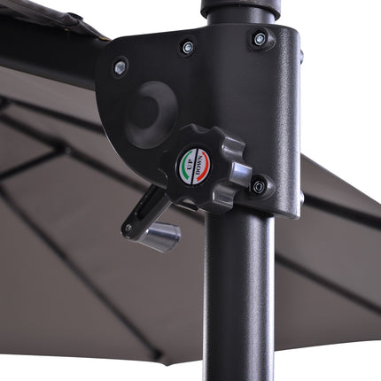 Umbrelă de soare dublă în consolă cu manivela Umbrelă de grădină reglabilă cu protecție solară metal gri închis 440 X 270 X 250 Cm