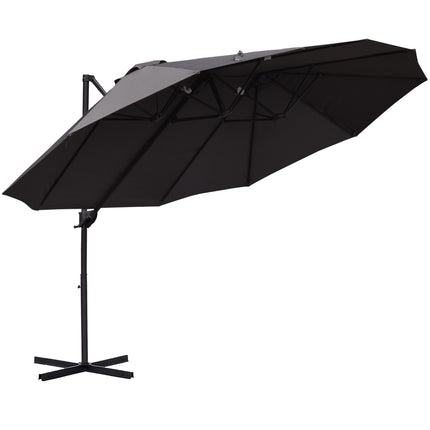 Umbrelă de soare dublă în consolă cu manivela Umbrelă de grădină reglabilă cu protecție solară metal gri închis 440 X 270 X 250 Cm