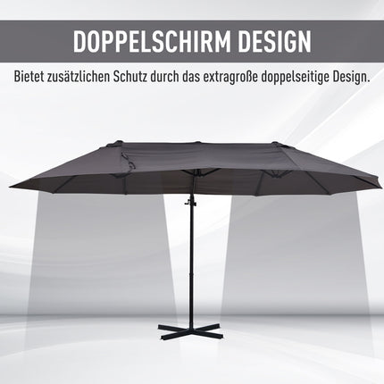 Umbrelă de soare dublă în consolă cu manivela Umbrelă de grădină reglabilă cu protecție solară metal gri închis 440 X 270 X 250 Cm