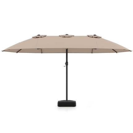 Umbrelă de terasă maro cu două fețe și bază, poliester 180 g