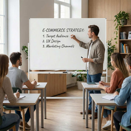 Double-Sided Magnetic Whiteboard 180 x 120 cm with Stand, White, 2 Heights