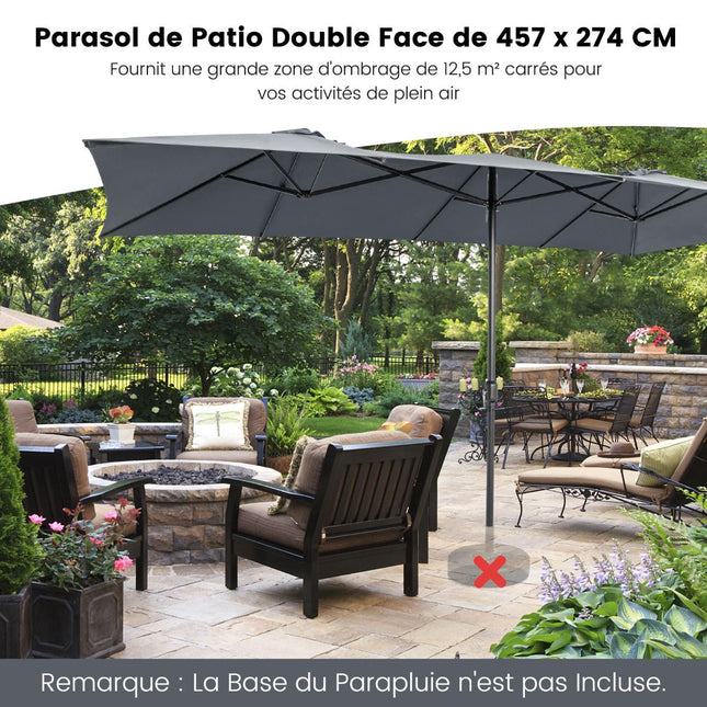 Umbrelă de terasă cu două fețe 426 x 265 cm, UV, manivelă