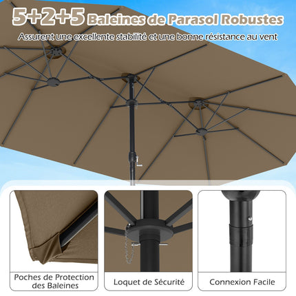 Umbrelă de terasă cu două fețe, 470x285cm, UPF 50+, suport