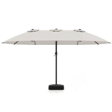 Umbrelă de terasă cu două fețe și bază, bej, 464 cm