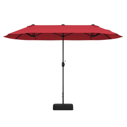 Umbrelă de terasă cu două fețe cu suport, 400x200 cm, roșu vin