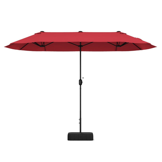 Umbrelă de terasă cu două fețe cu suport, 400x200 cm, roșu vin