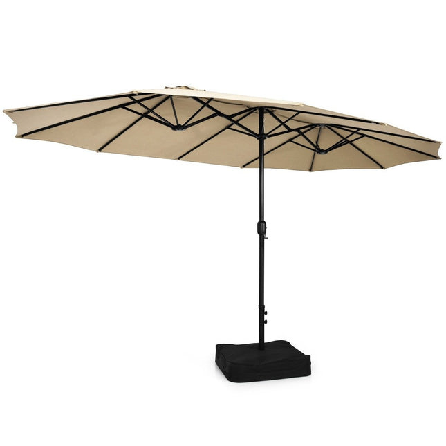 Umbrelă de terasă cu două fețe cu suport, manivelă, UPF 50+