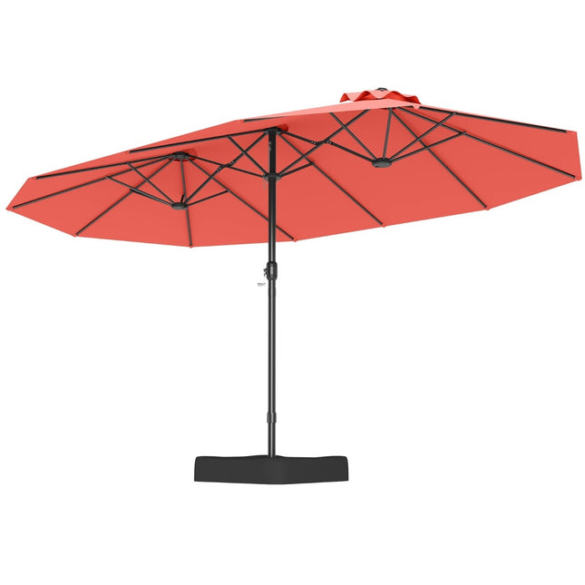 Umbrelă de terasă cu două fețe și suport, UPF 50+, portocalie
