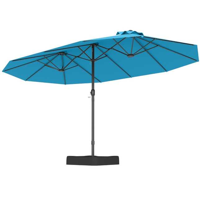 Umbrelă de terasă cu două fețe și suport, UPF 50+, turcoaz