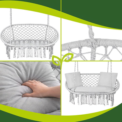 Balansoar dublu tip cuib de barză, capacitate 300 kg, 3 perne